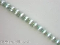 Fresh water beads, turquoise, ±6mm, string 16"