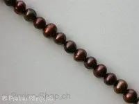 Fresh water beads, brown, ±6mm, string 16"
