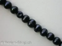 Fresh water beads, black, ±8mm, string 16"