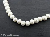 perles d'eau douce, Couleur: beige, Taille: ±8mm, Quantite: chaîne ±38cm, (±48 piece)
