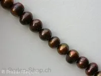 Fresh water beads, brown, ±8mm, string 16"