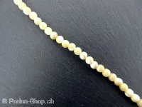 Perlmutt Perlen, Farbe: weiss, Grösse: ±5mm, Menge: 1 Strang (±40cm), ±88 Stk.