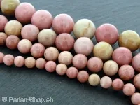 Rhodonite, pierre semi précieuse, Couleur: rose, Taille: ±4mm, Quantite: chaîne ± 40cm, (±90 piece)
