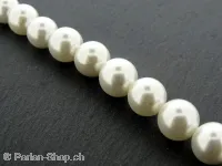 Perle de coquillage, Couleur: blanc, Taille: ±10mm, Quantite: ±40 piece - String ±40cm