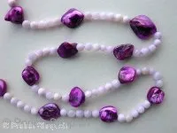 Shell-Beads, lilac/purple, round ±5mm and shell beads, ± 108 pc.
